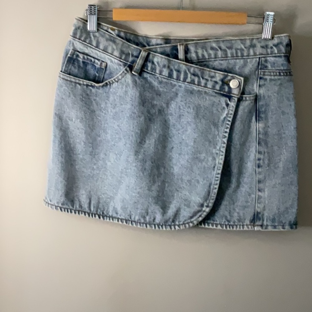 Beige Botany Denim Wrap Skirt